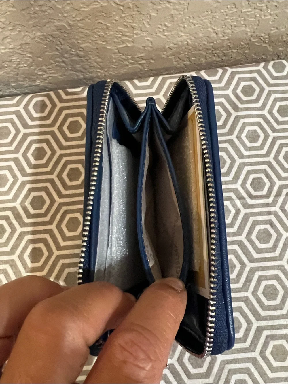 Michael Kors jet set HRI BLU MLTI sm za card case Wallet with silver Hardware